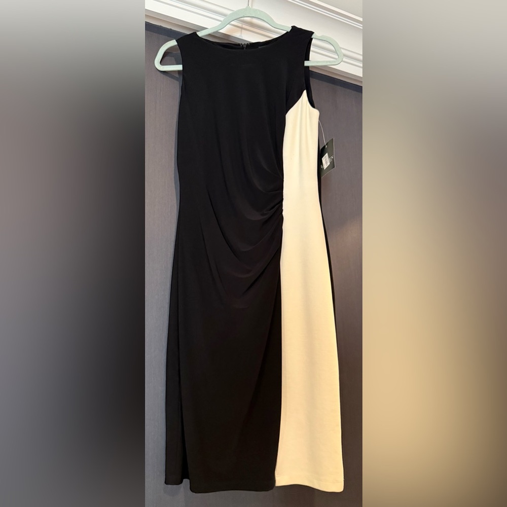 Ralph Lauren Black and Cream Midi Dress